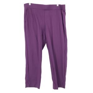 Torrid Cropped Ponte Pants Womens Size 1X Purple Pull On Waist Stretch